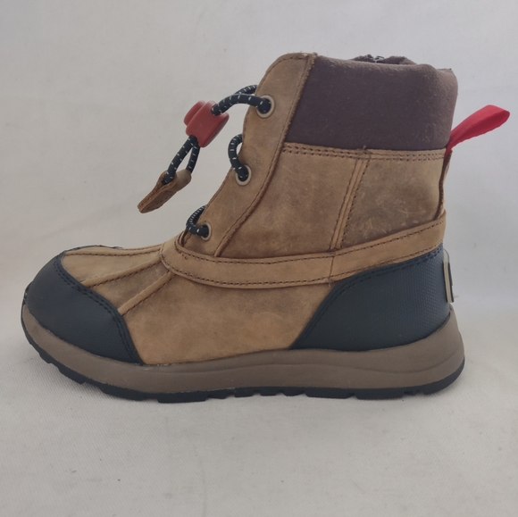 UGG Turlock Leather Winter Boots Shearling Insulated Brown Children's Sz 13 EX! - Picture 3 of 12